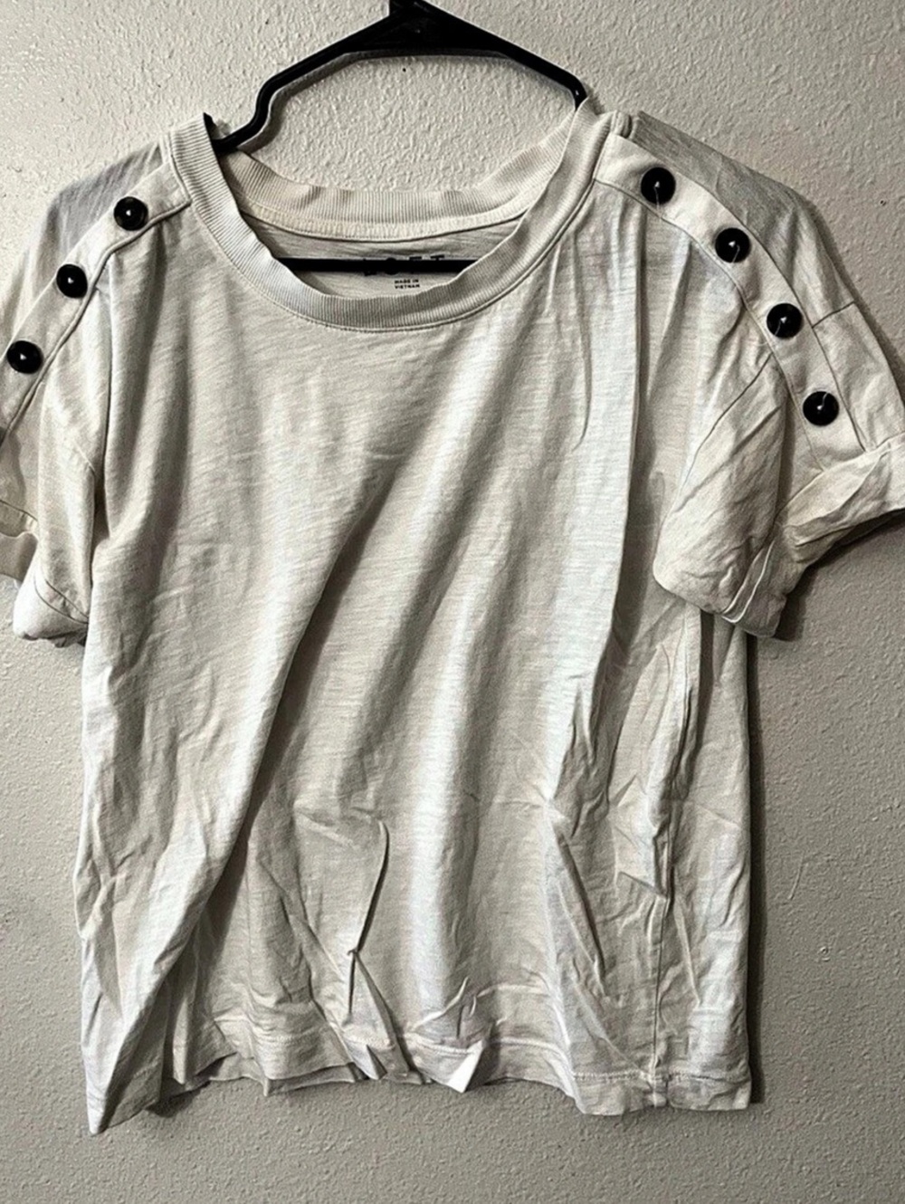 LOFT Button-Shoulder Tee in White Size Small